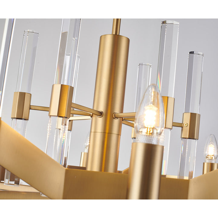 Two Tier Metal Frame Chandelier with Clear Crystal Rods by Bethel - view 9