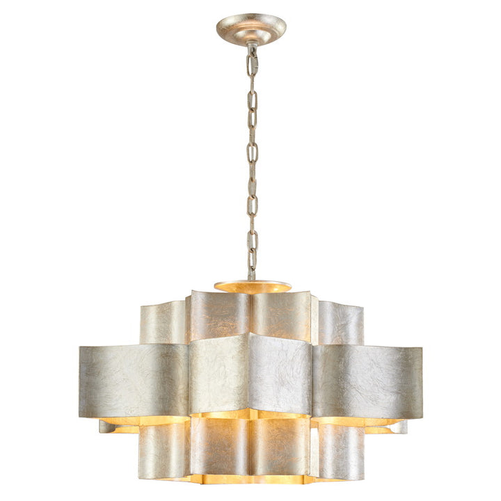 Three Tier Chandelier with Leaf Interior in Chrome by Bethel