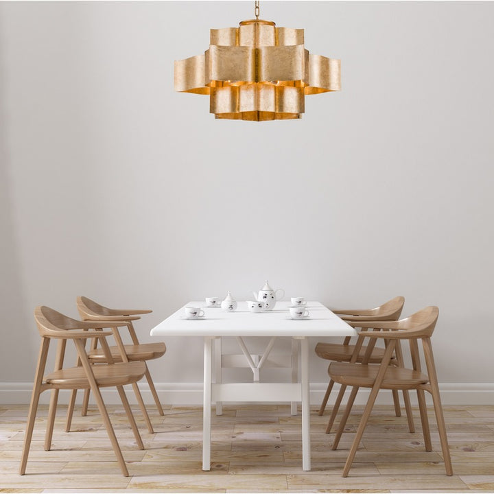 Three Tier Chandelier with Leaf Interior by Bethel - view 8