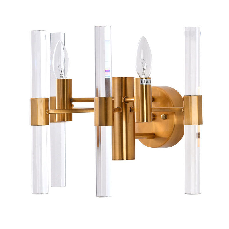 Metal Framed Wall Sconce with Clear Crystals by Bethel - view 2