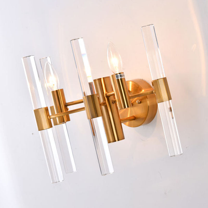 Metal Framed Wall Sconce with Clear Crystals by Bethel - view 4