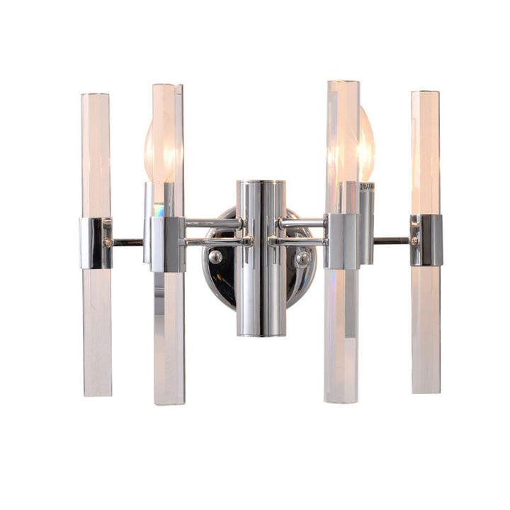 Metal Framed Wall Sconce with Clear Crystals in Chrome by Bethel