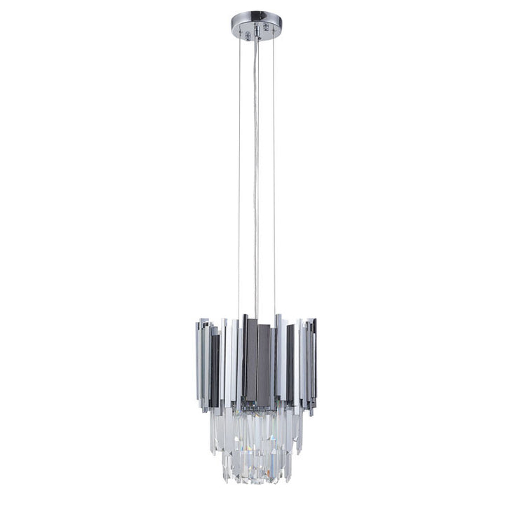 Stainless Steel Frame Pendant Light with Clear Hanging Crystals by Bethel - view 2