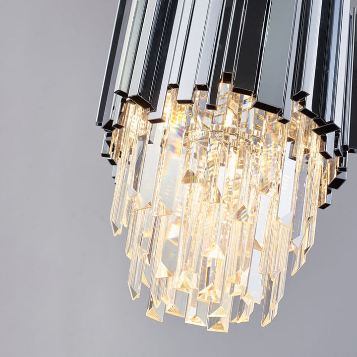 Stainless Steel Frame Pendant Light with Clear Hanging Crystals by Bethel - view 4