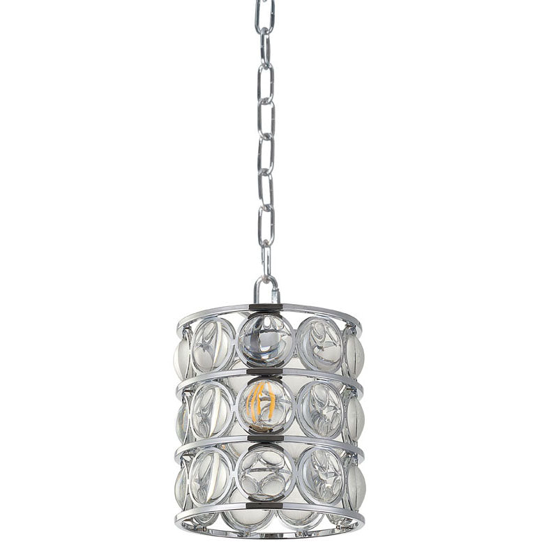 Metal Frame Single Pendant Light with Clear Magnifying Glass by Bethel - view 2