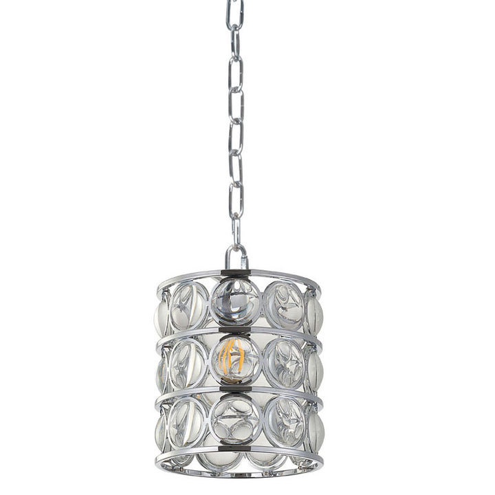 Metal Frame Single Pendant Light with Clear Magnifying Glass by Bethel - view 2