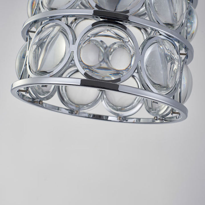 Metal Frame Single Pendant Light with Clear Magnifying Glass by Bethel - view 3