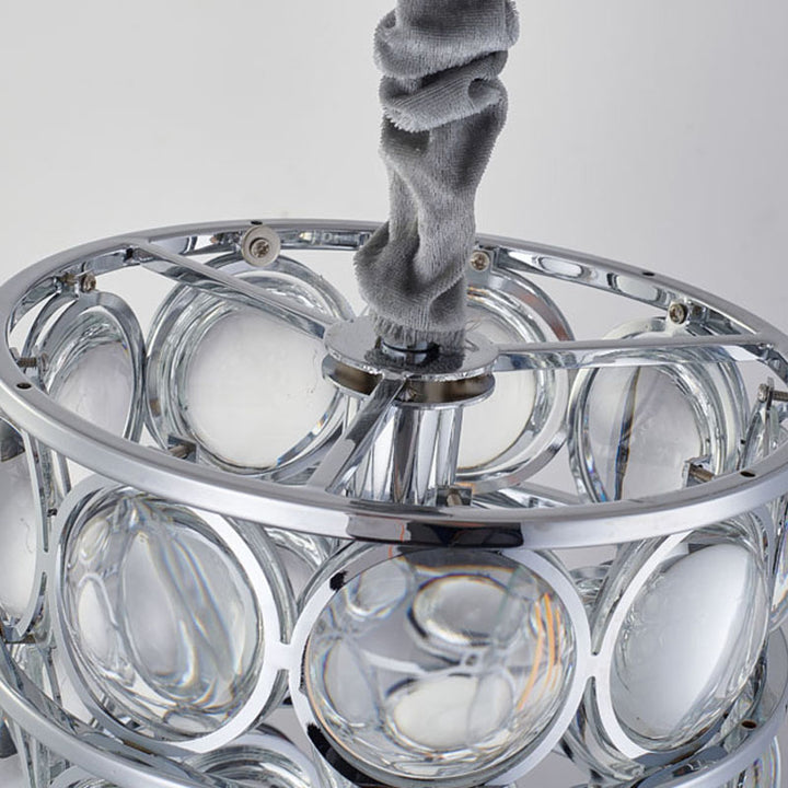 Metal Frame Single Pendant Light with Clear Magnifying Glass by Bethel - view 5