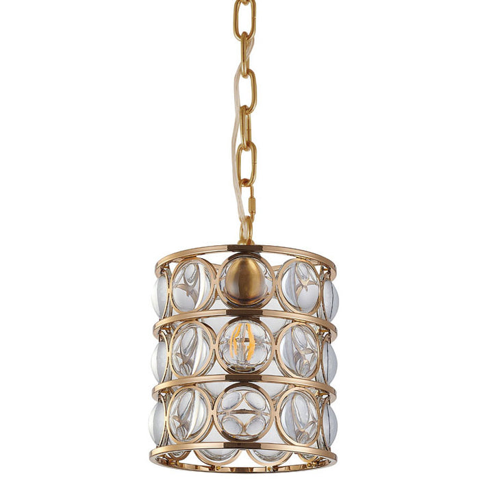 Metal Frame Single Pendant Light with Clear Magnifying Glass by Bethel - view 11