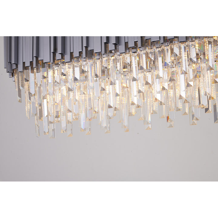 Satin Nickel Electroplated Frame Chandelier with Clear Hanging Crystals by Bethel - view 9