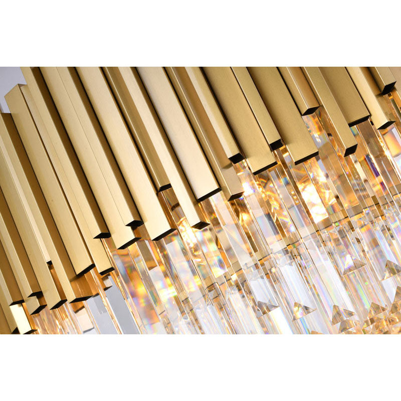 Stainless Steel Hairline Frame Chandelier with Clear Hanging Crystals by Bethel - view 8