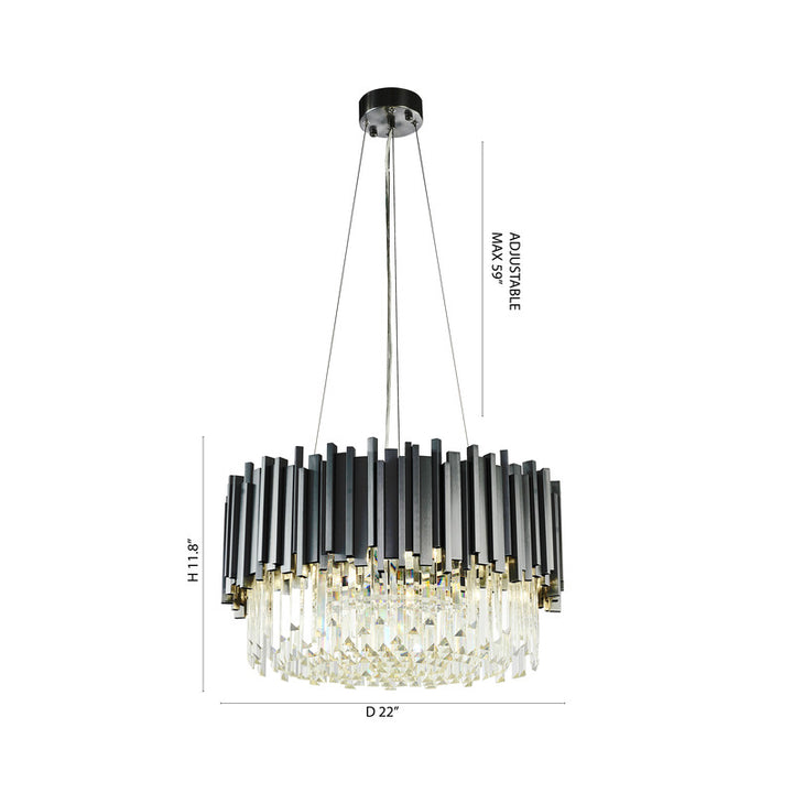 Stainless Steel Hairline Frame Chandelier with Clear Hanging Crystals by Bethel - view 15