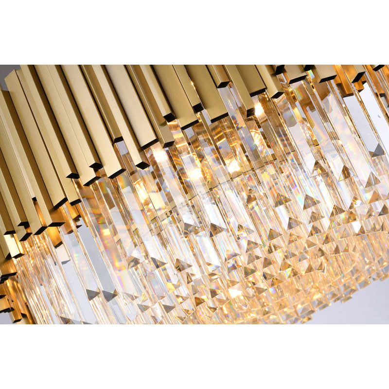 Stainless Steel Hairline Frame Chandelier with Clear Hanging Crystals by Bethel - view 38