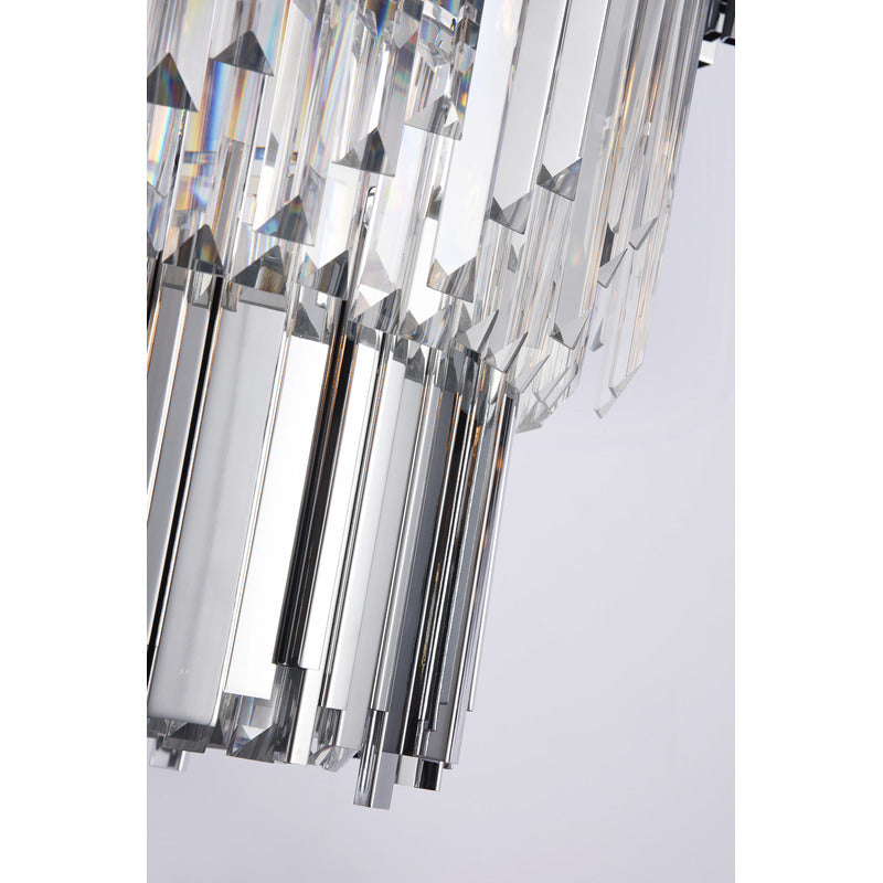Stainless Steel Hairline Frame Chandelier with Clear Hanging Crystals by Bethel - view 44