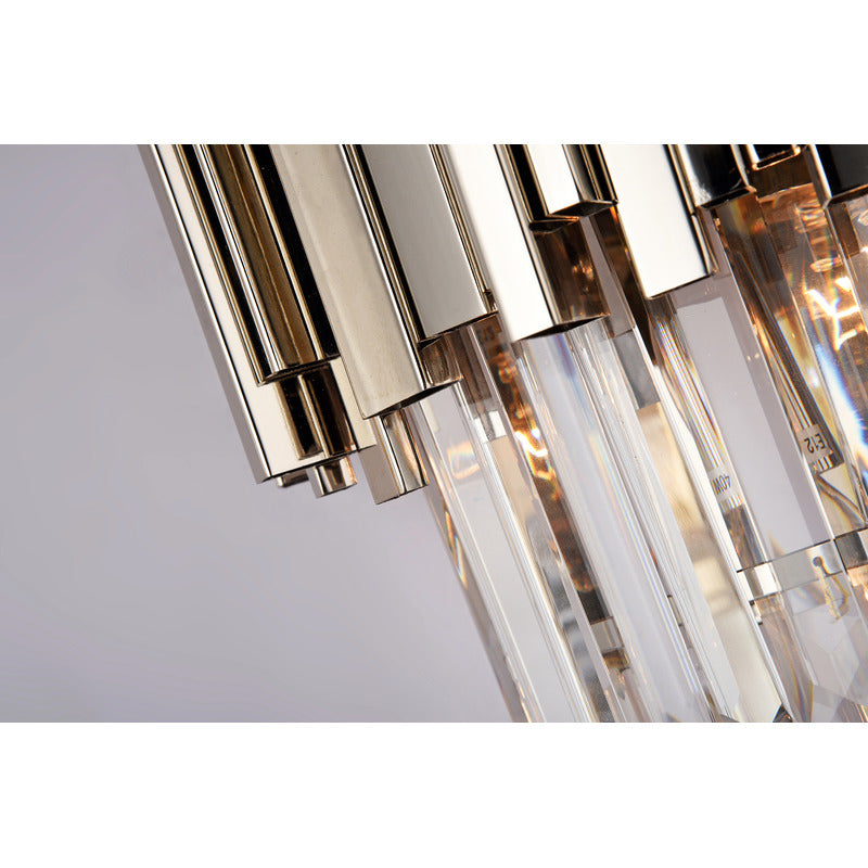 Stainless Steel Hairline Frame Chandelier with Clear Hanging Crystals by Bethel - view 45