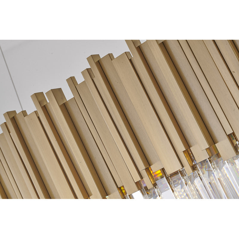 Gold Hairline Oval Chandelier with Three Tiers of Hanging Clear Crystals by Bethel - view 5