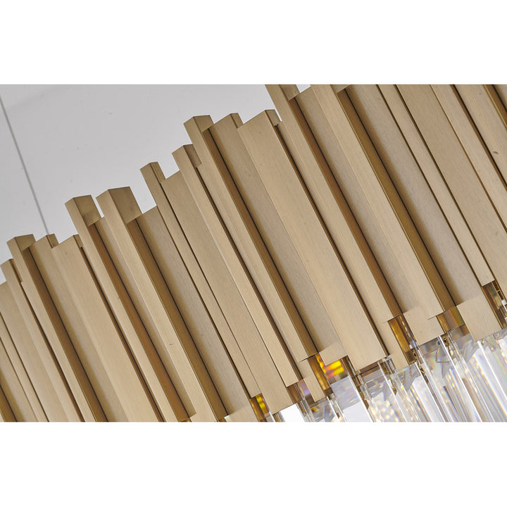 Gold Hairline Oval Chandelier with Three Tiers of Hanging Clear Crystals by Bethel - view 5
