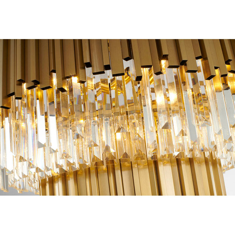 Two Tier Hairline Frame Chandelier with Clear Hanging Crystals by Bethel - view 2