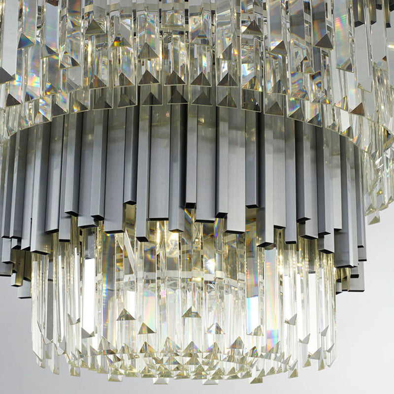 Two Tier Hairline Frame Chandelier with Clear Hanging Crystals by Bethel - view 7