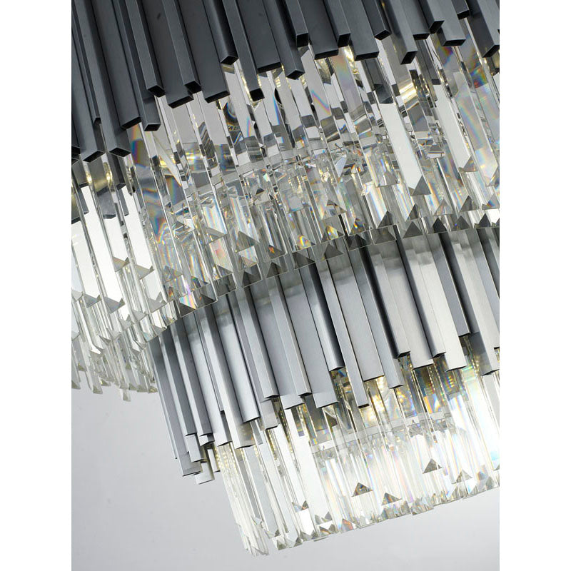 Two Tier Hairline Frame Chandelier with Clear Hanging Crystals by Bethel - view 11