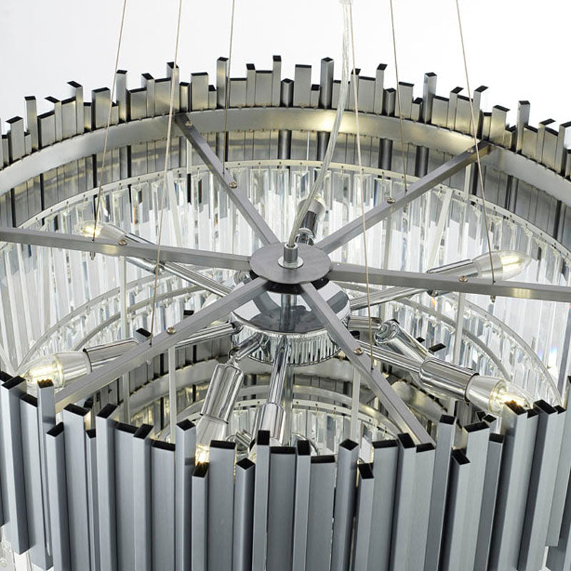 Two Tier Hairline Frame Chandelier with Clear Hanging Crystals by Bethel - view 12