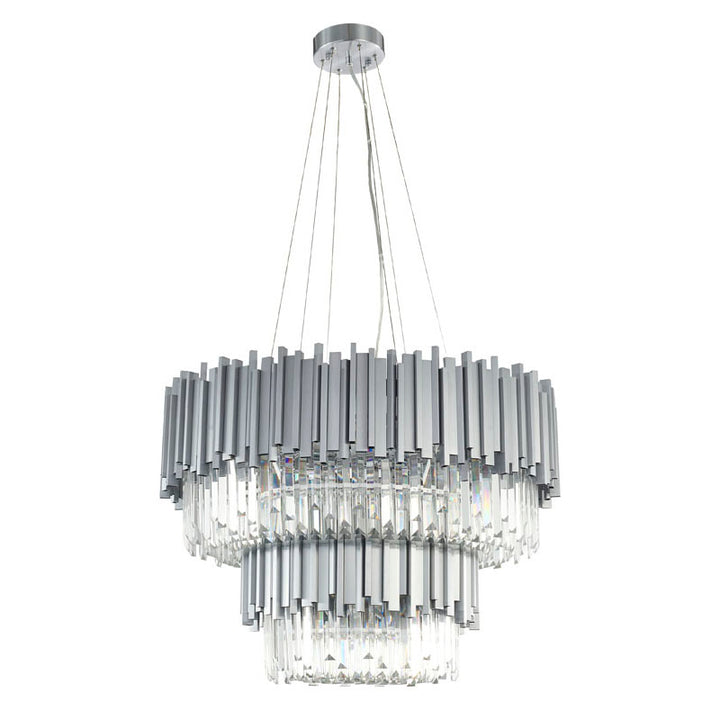 Two Tier Hairline Frame Chandelier with Clear Hanging Crystals by Bethel - view 13