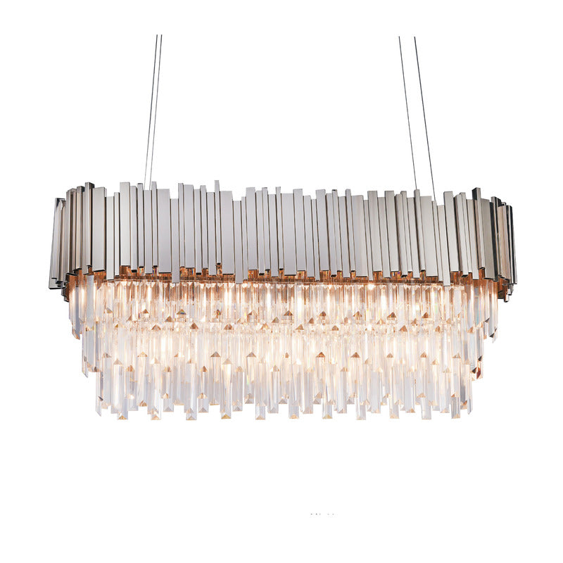 Metal Frame Chandelier with Clear Hanging Crystals (MU11) in Chrome by Bethel