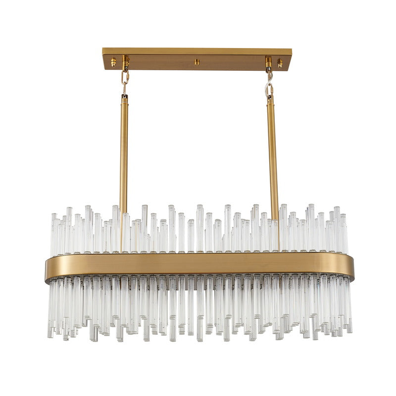 Oval Metal Frame Chandelier with Clear Glass Rods by Bethel - view 5