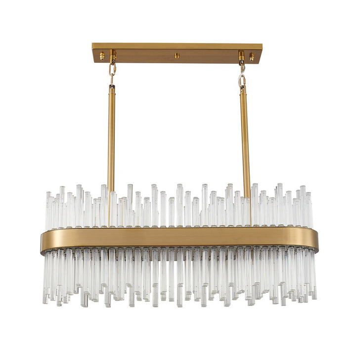 Oval Metal Frame Chandelier with Clear Glass Rods by Bethel - view 5