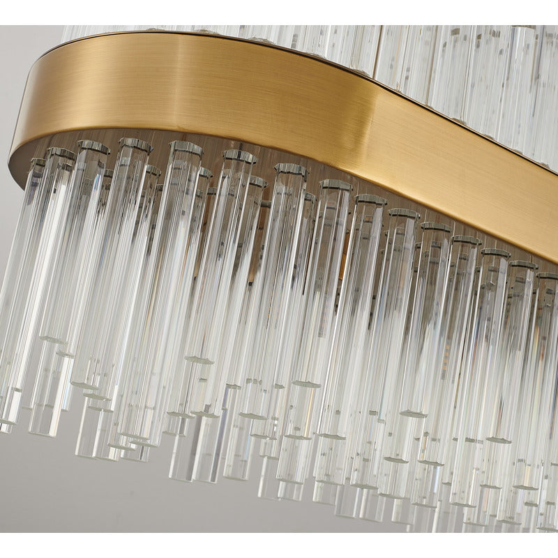 Oval Metal Frame Chandelier with Clear Glass Rods by Bethel - view 6