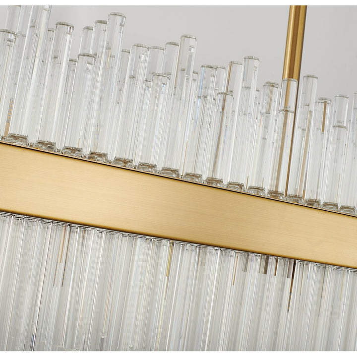 Oval Metal Frame Chandelier with Clear Glass Rods by Bethel - view 7