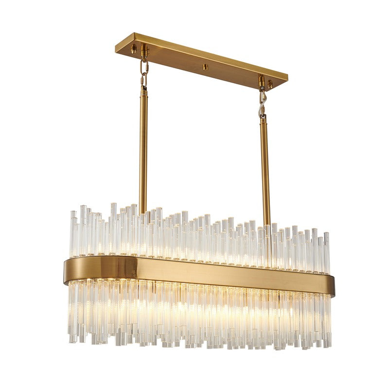 Oval Metal Frame Chandelier with Clear Glass Rods by Bethel - view 9