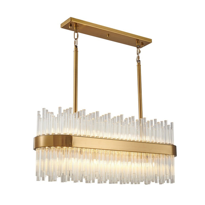 Oval Metal Frame Chandelier with Clear Glass Rods by Bethel - view 9