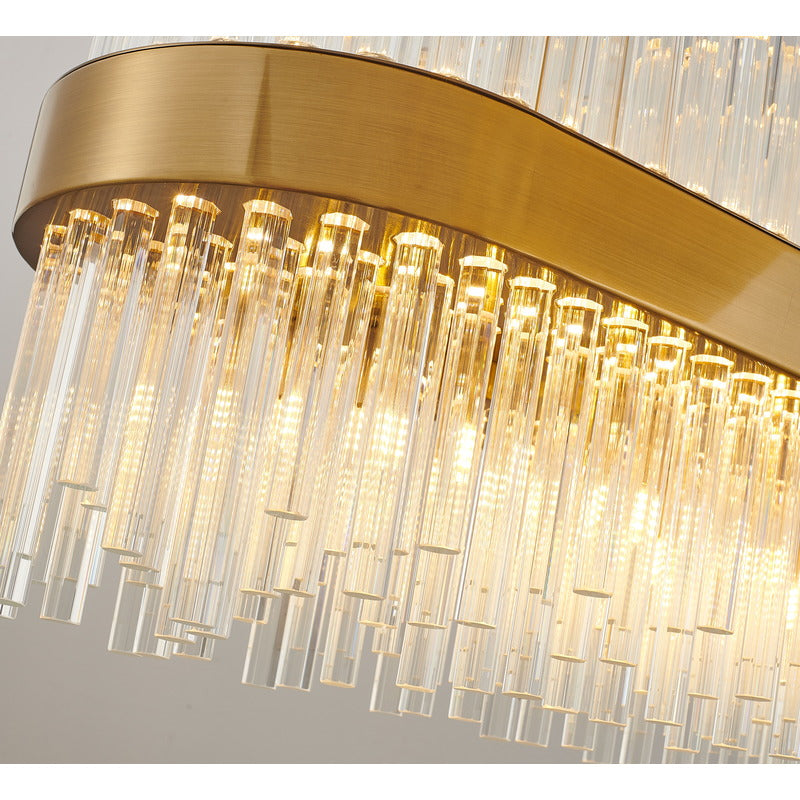 Oval Metal Frame Chandelier with Clear Glass Rods by Bethel - view 10