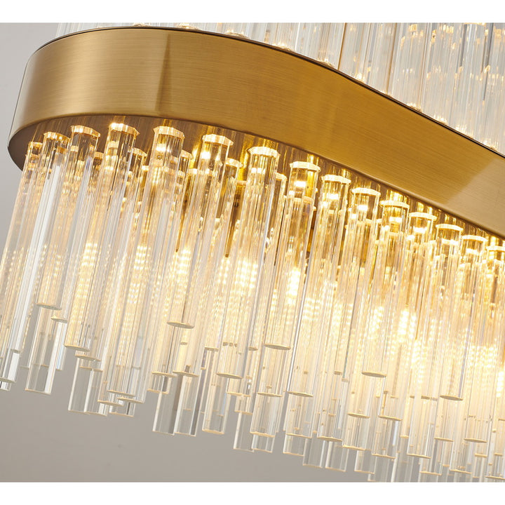 Oval Metal Frame Chandelier with Clear Glass Rods by Bethel - view 10