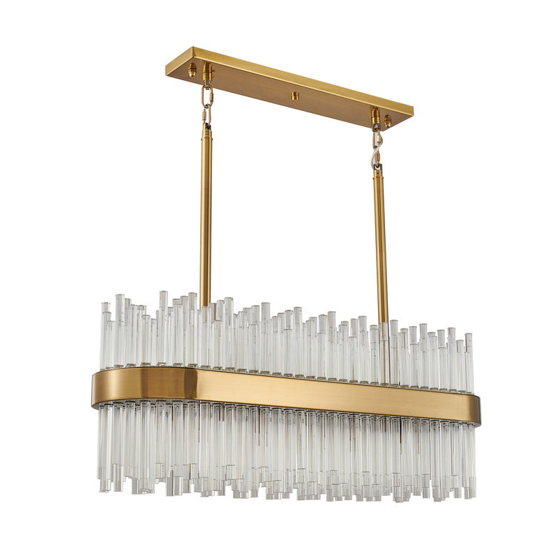 Oval Metal Frame Chandelier with Clear Glass Rods by Bethel - view 11