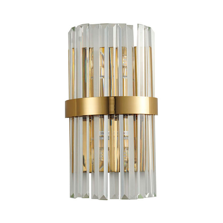 Gold Metal Band Frame Wall Sconce with Clear Crystals by Bethel - view 2
