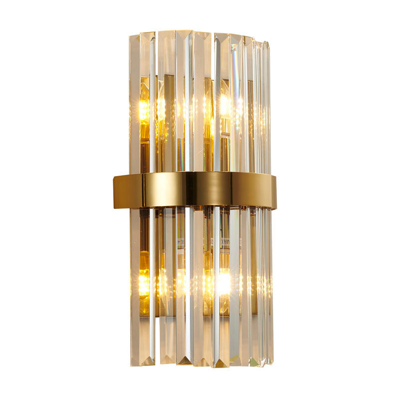 Gold Metal Band Frame Wall Sconce with Clear Crystals by Bethel - view 3