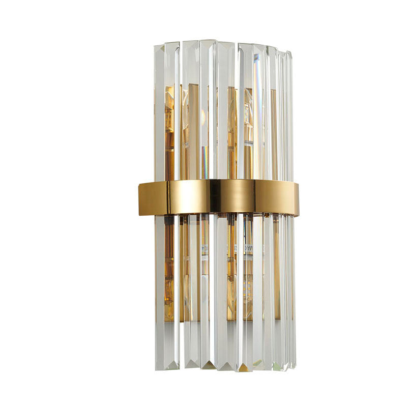 Gold Metal Band Frame Wall Sconce with Clear Crystals by Bethel - view 4