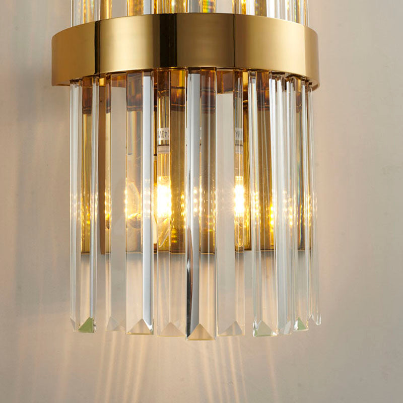 Gold Metal Band Frame Wall Sconce with Clear Crystals by Bethel - view 5