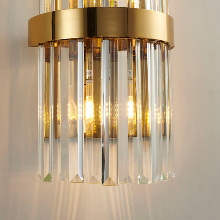 Gold Metal Band Frame Wall Sconce with Clear Crystals by Bethel - view 5