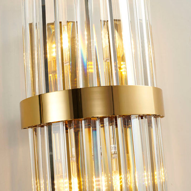 Gold Metal Band Frame Wall Sconce with Clear Crystals by Bethel - view 7