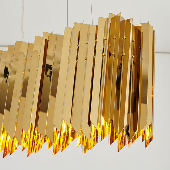 Gold Stainless Steel Oval Spike Frame Chandelier by Bethel - view 4