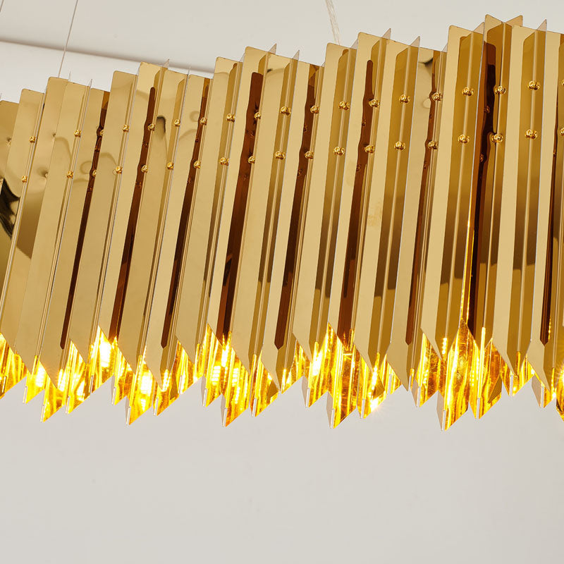 Gold Stainless Steel Oval Spike Frame Chandelier by Bethel - view 5