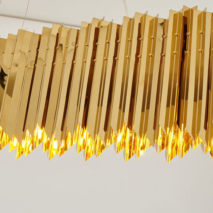 Gold Stainless Steel Oval Spike Frame Chandelier by Bethel - view 5