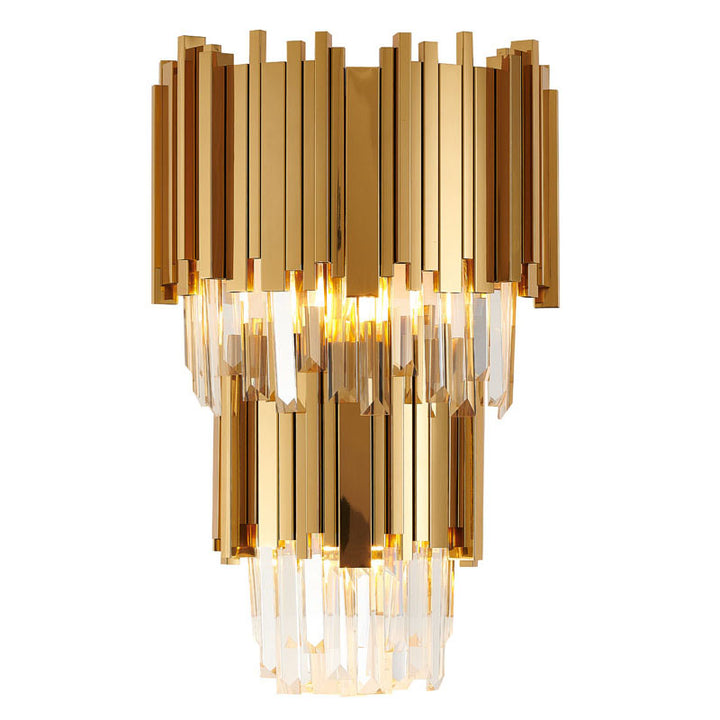 Two Tier Wall Sconce with Clear Hanging Crystals, MU24-2, by Bethel