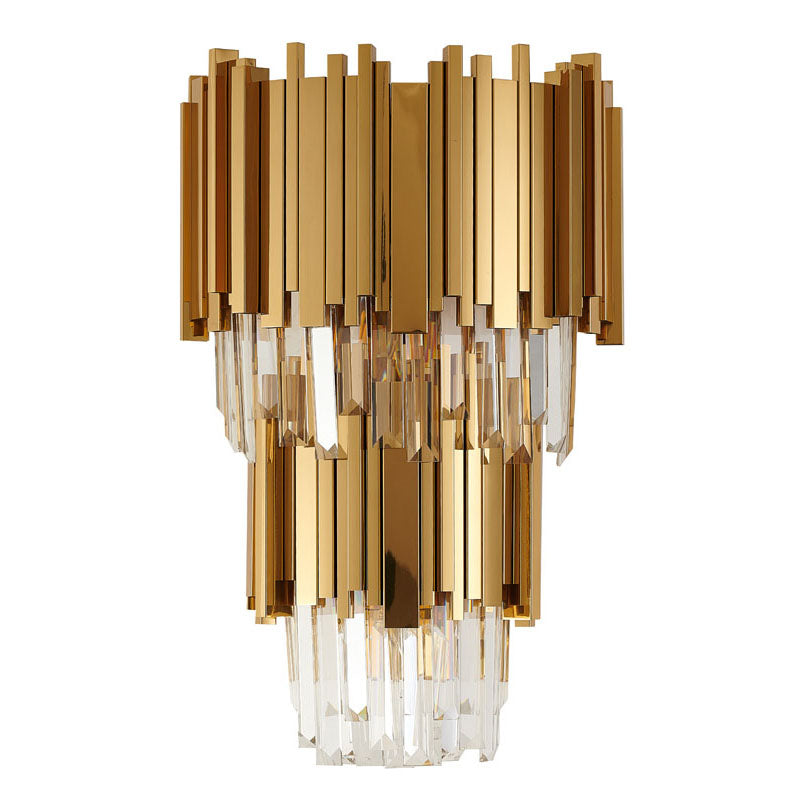 Two Tier Wall Sconce with Clear Hanging Crystals by Bethel - view 2