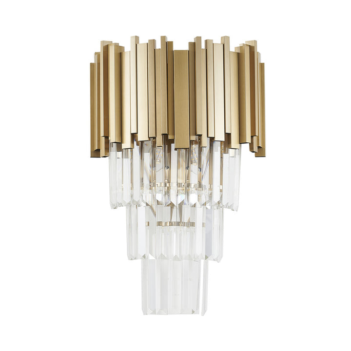 Hairline Wall Sconce with Clear Hanging Crystals in Gold by Bethel