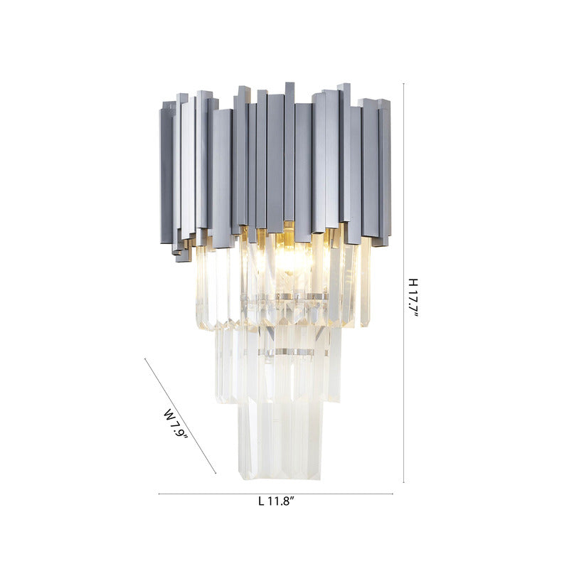 Hairline Wall Sconce with Clear Hanging Crystals by Bethel - view 27