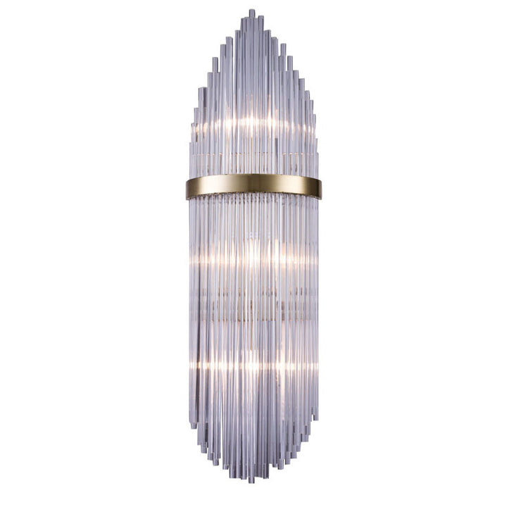 Frame Wall Sconce with Clear Glass Rods in Antique Brass by Bethel